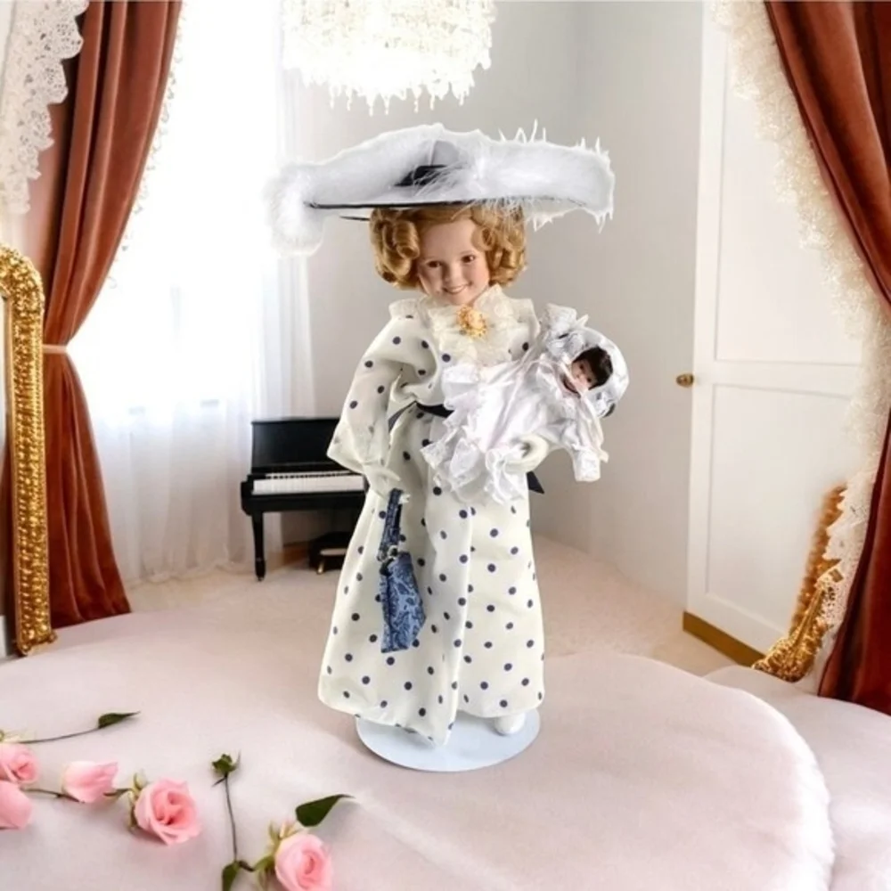 Vintage Danbury Mint Shirley Temple Porcelain Doll Bright Eyes 1991 NIB 17” NIB